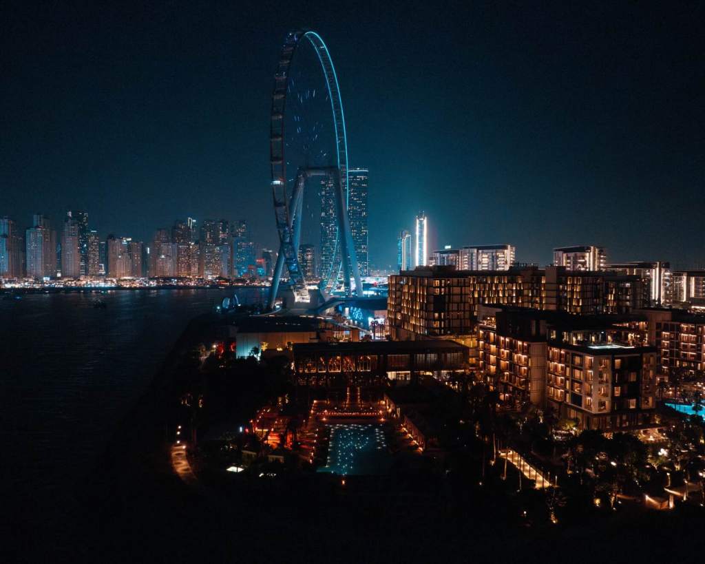 an outdoor view of maison revka and the dubai skyline