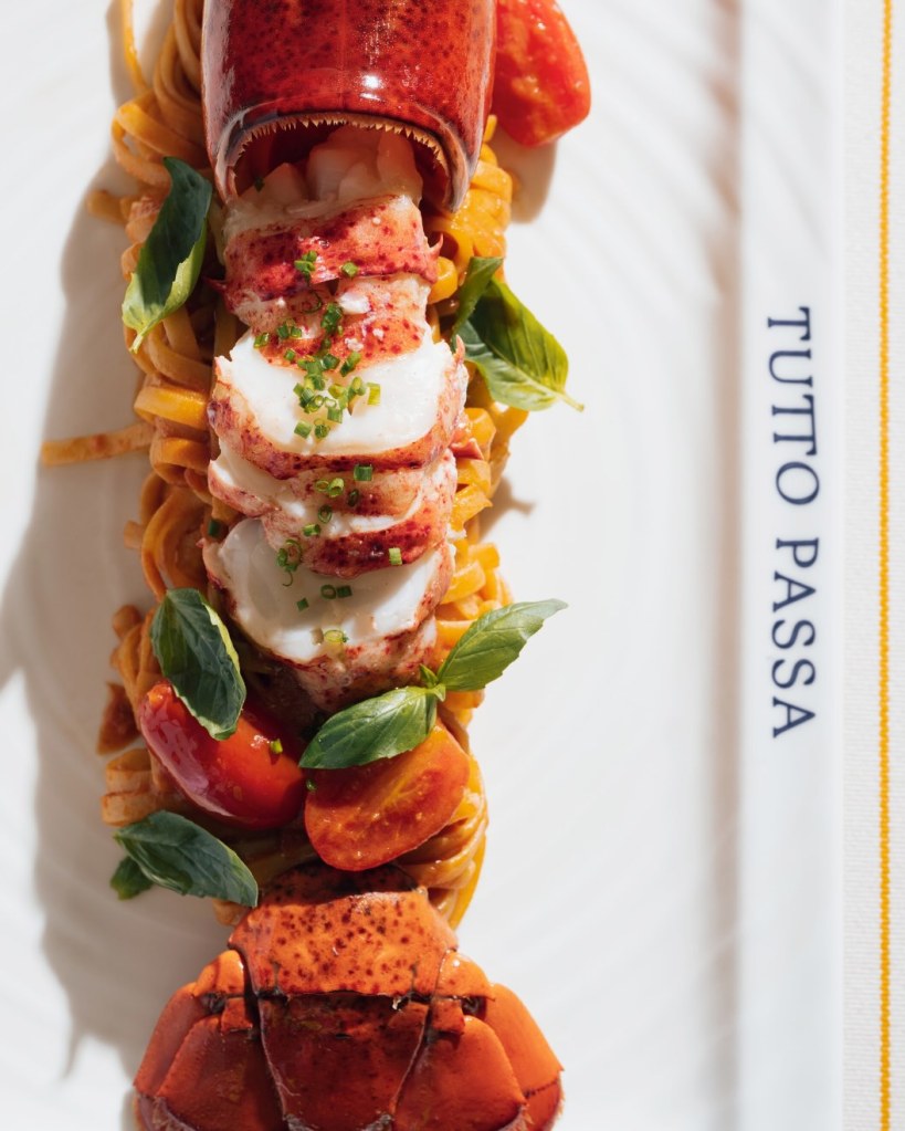 lobster tail, beautifully plated at tutto passa