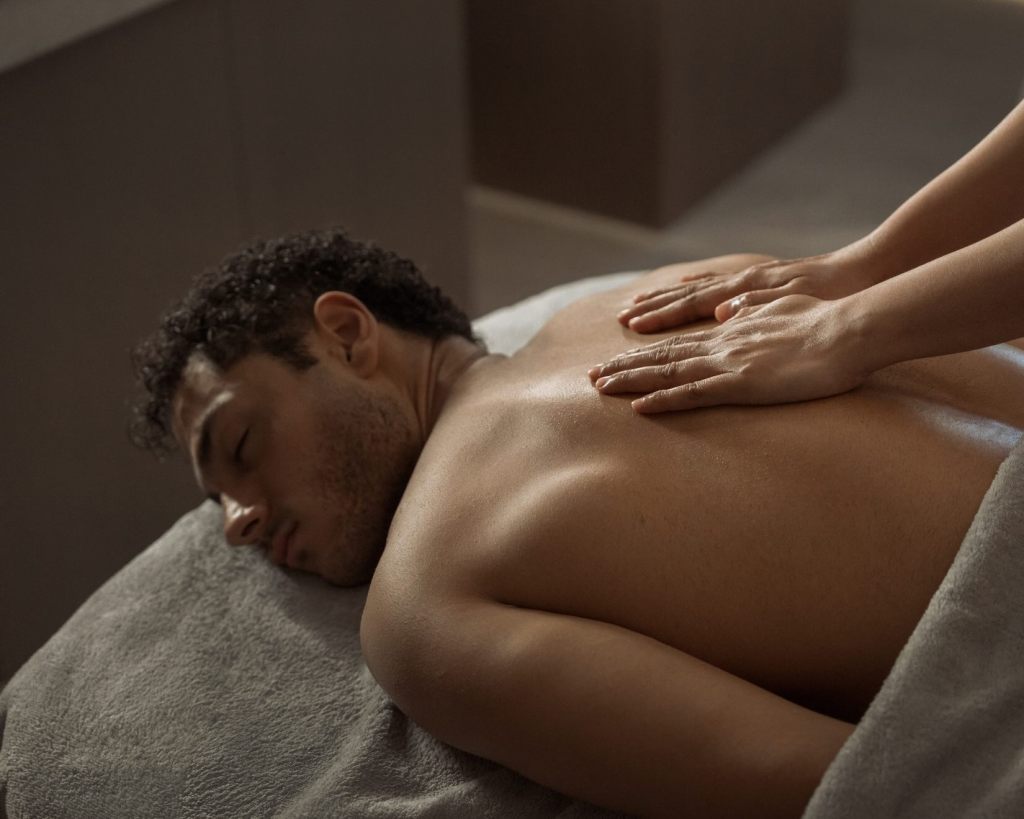 a man enjoying a massage