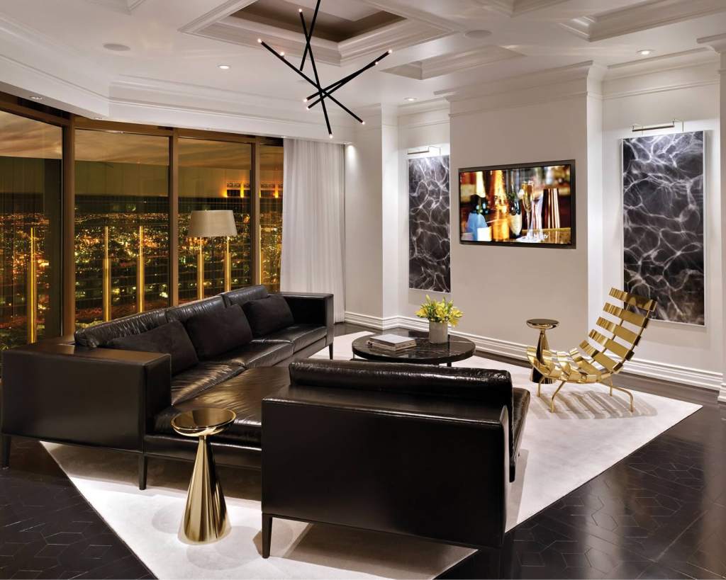 a suite at delano las vegas with views of the strip