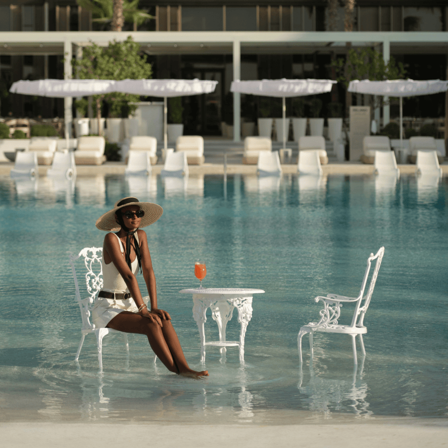 Guest enjoying Delano Dubai swimming pool